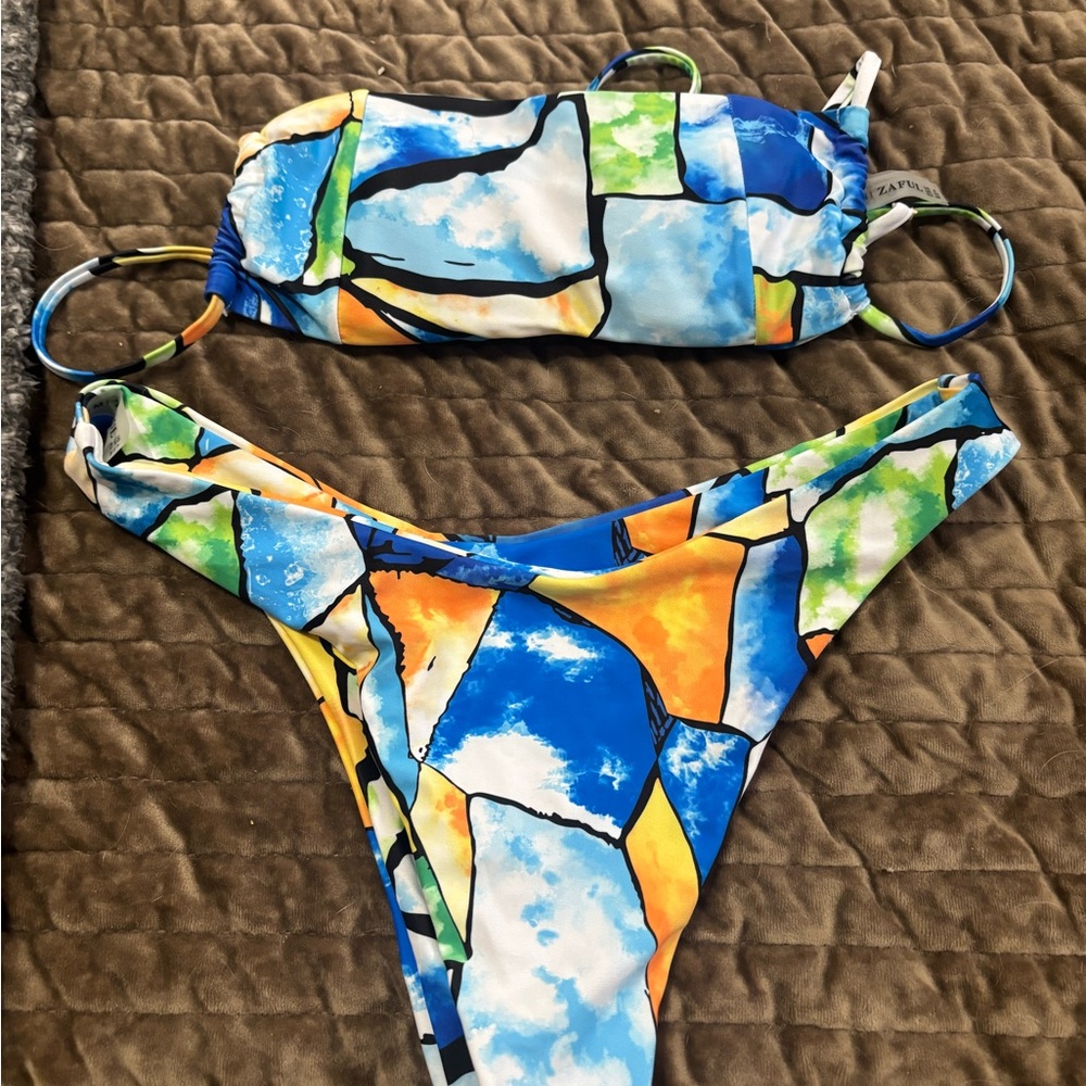 Zaful Colorful Geometric Bikini